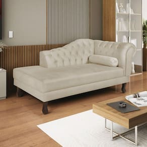 Diva Recamier Dora 130cm Lado Esquerdo Sintético Bege