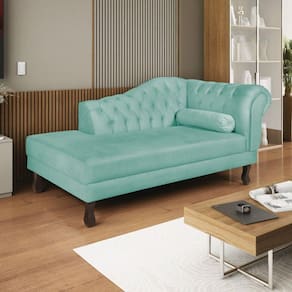 Diva Recamier Dora 160cm Lado Esquerdo Suede Azul Tiffany