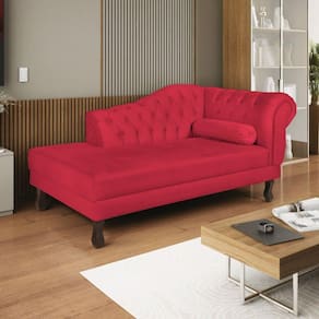 Diva Recamier Dora 160cm Lado Esquerdo Suede Vermelho