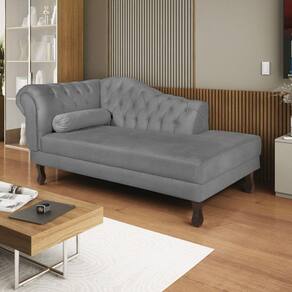 Diva Recamier Dora 140cm Lado Direito Suede Cinza