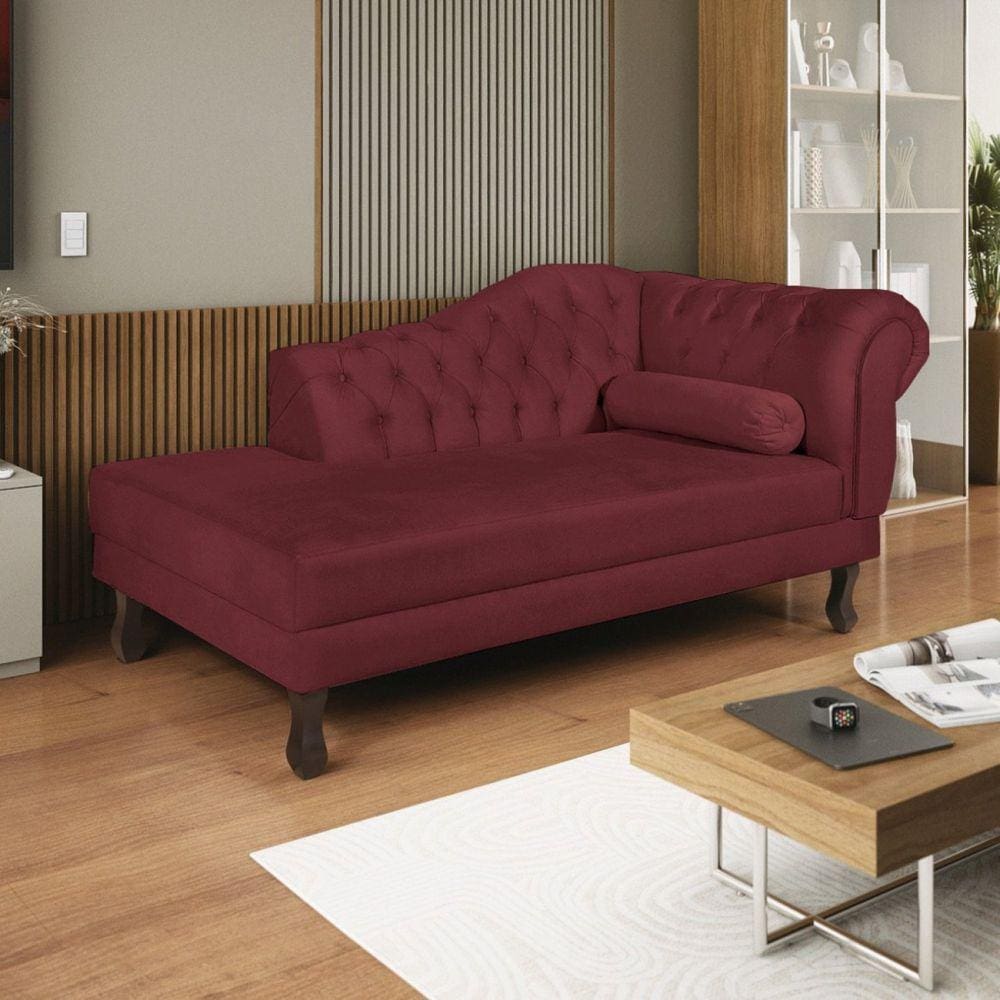 Diva Recamier Dora 140cm Lado Esquerdo Suede Bordô