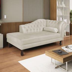 Diva Recamier Dora 130cm Lado Esquerdo Linho Bege