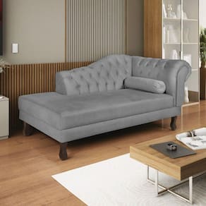 Diva Recamier Dora 140cm Lado Esquerdo Suede Cinza