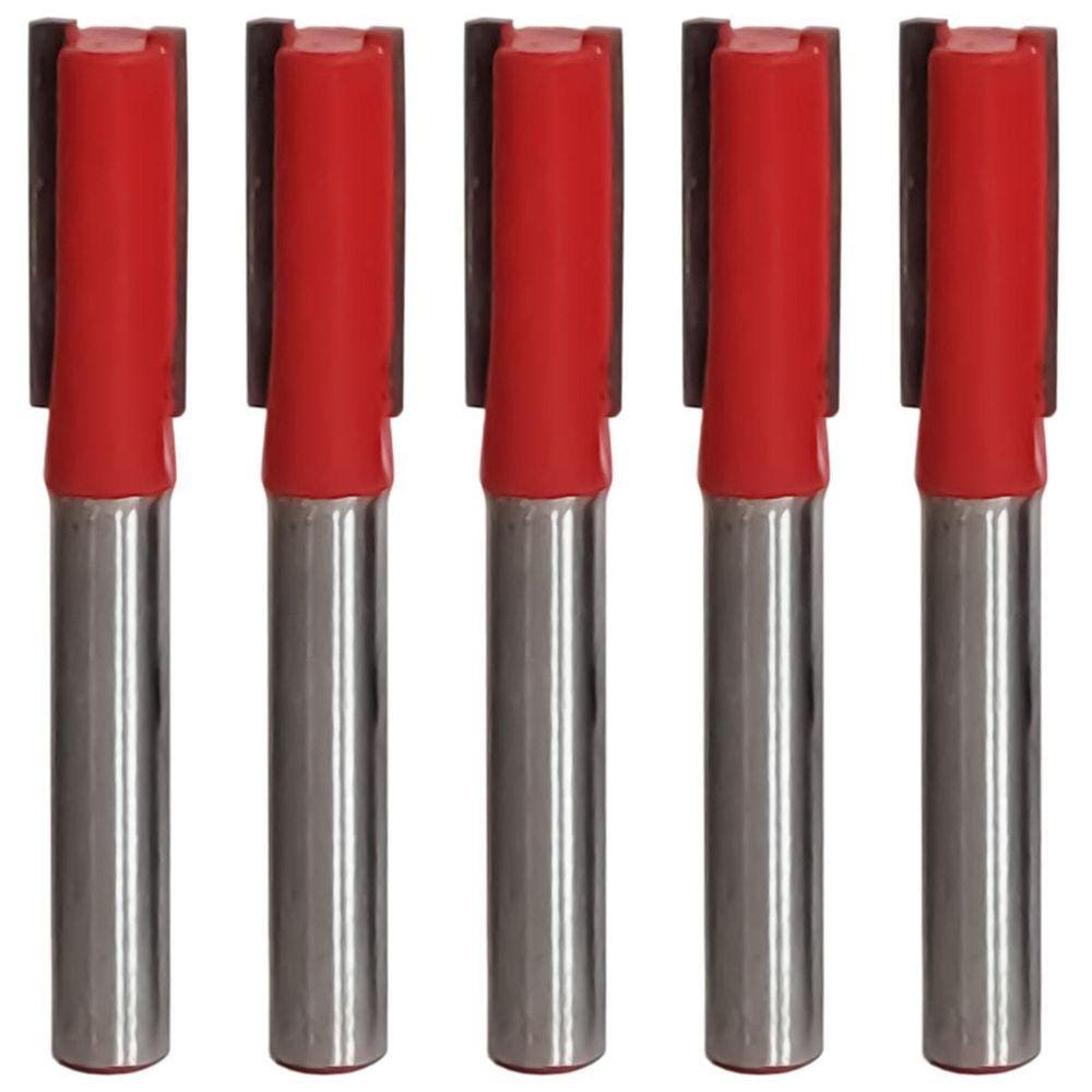 Kit 5 Fresa Reta Paralela 8Mm X 6Mm Metal Duro Tupia Madeira