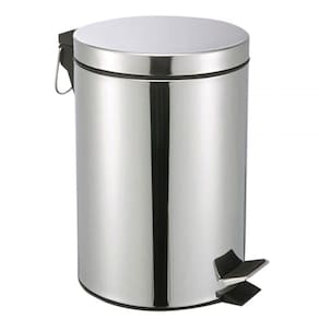 Lixeira Inox 5 Litros Redonda com Pedal e Cesto Removível - Aço Inox