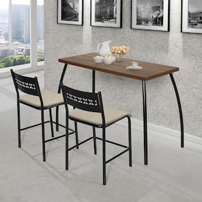 Mesa Bistro Com 02 Banquetas Fit Flora Bege