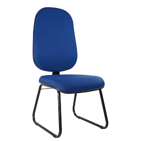 Cadeira Interlocutor Base Fixa Sky Metal Wood Design Azul