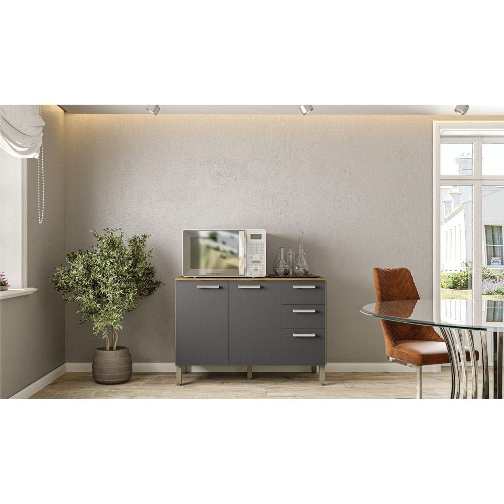 Balcão Lumini Com Tampo Freijó/Gris