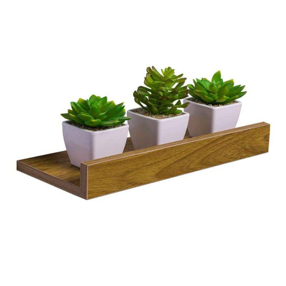 Prateleira Porta Quadros 40 x 15cm Freijó Suporte Invisível