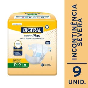 Fralda Geriátrica Bigfral Derma Plus P com 9un