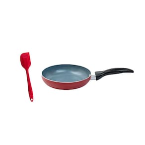 Frigideira antiaderente e espátula de silicone pequena vermelha - Oikos
