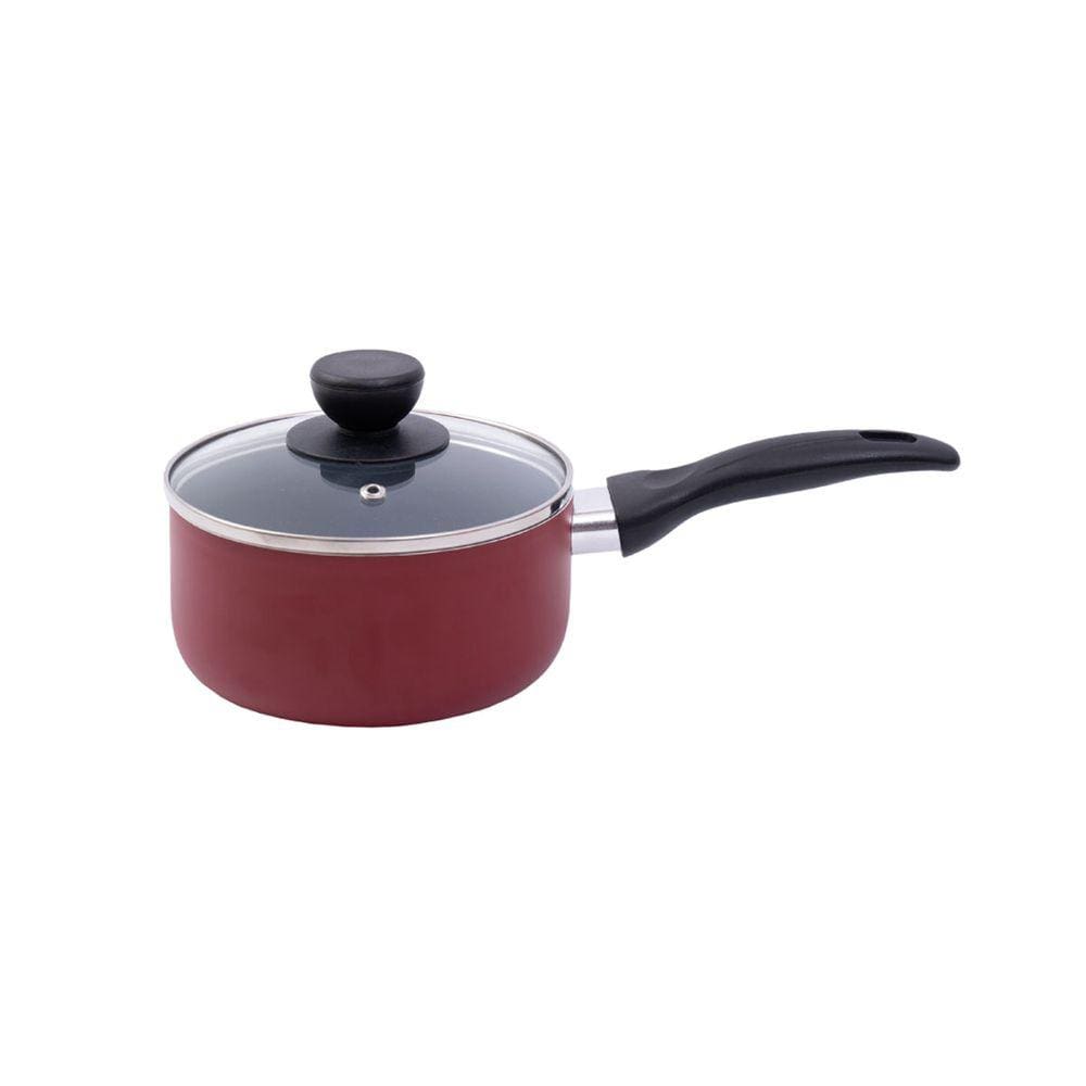 panela antiaderente de alumínio com tampa de vidro 16cm - oikos