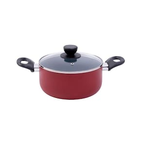 Panela caçarola antiaderente de alumínio com tampa de vidro 20cm - Oikos