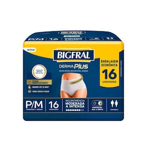 Roupa Íntima Bigfral Pants Derma Plus P/M com 16un