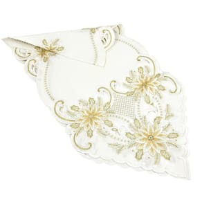 Caminho De Mesa Bordado Branco Flor 40X150Cm Trilho De Mesa