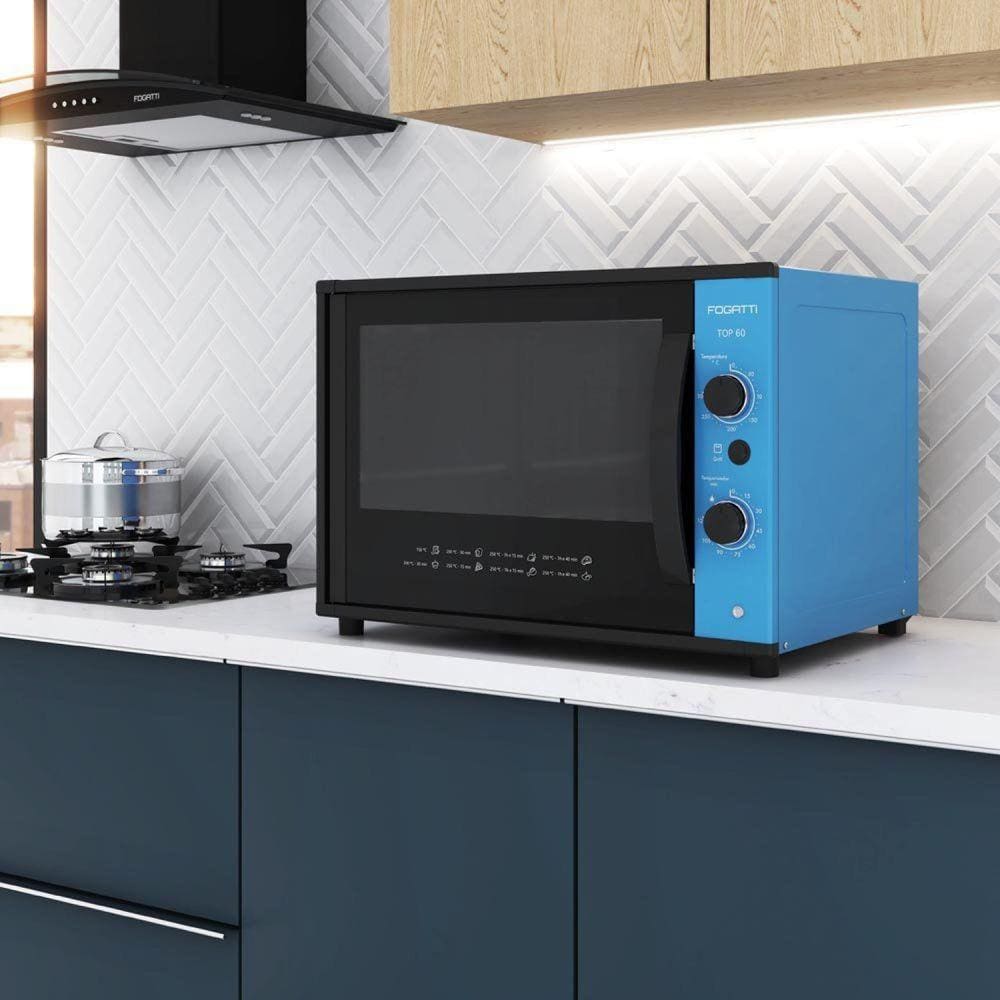 Forno Elétrico 60 Litros Top 127v Fogatti Azul Azul