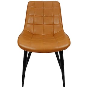 Cadeira Romana Provence Poltrona Estofada Pu Vintage Retro Pés Preto - Caramelo