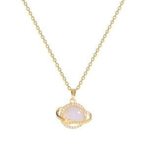 Corrente Feminina + Pingente Saturno Malin Banhada Ouro 18k