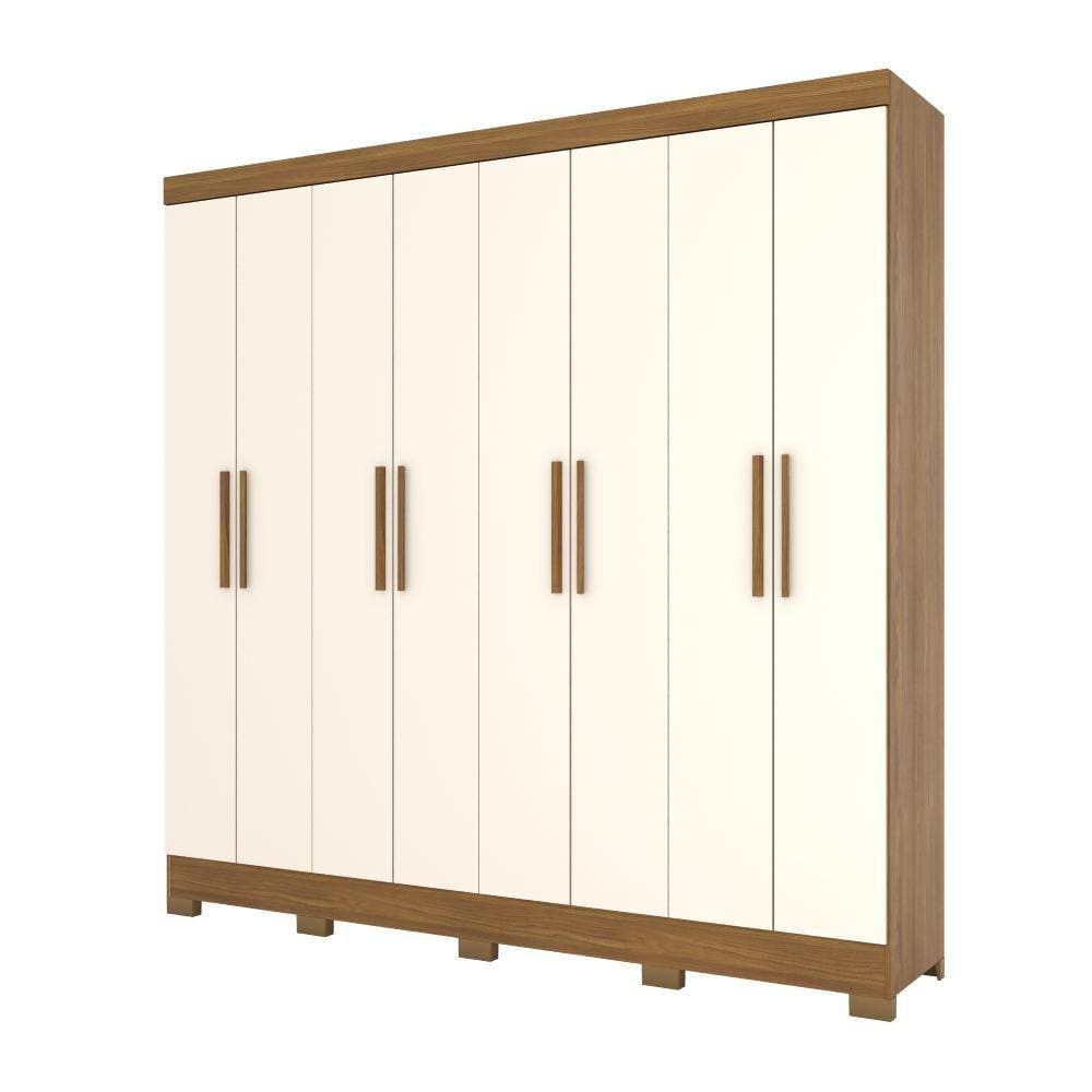 Guarda Roupa Casal 8 Portas 4 Gavetas Henn Marrom Off White