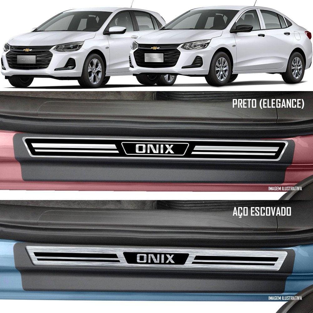 Jogo Soleira Premium Elegance Gm Onix e Onix Plus 2020 - 4 Portas ( Vinil + Resinada 8 Peças )