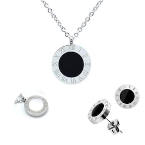 Conjunto Feminino Luxo Colar Dupla Face E Brinco Aço Inox