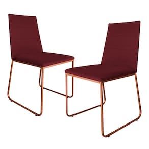 Kit 2 Cadeiras de Jantar Estofada Lille Base Bronze Veludo Bordô - Montanaris Decor