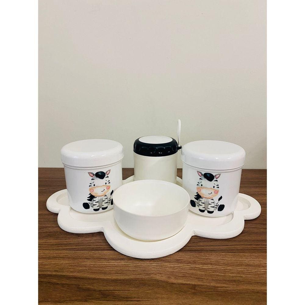 Kit Higiene Zebrinha Branca + Porta Papinha