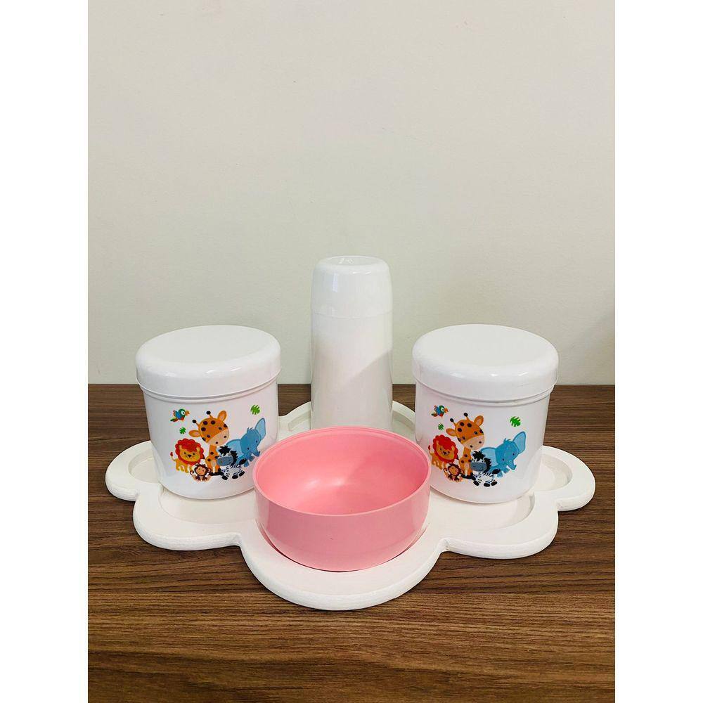 Kit Higiene Safari Juntos Rosa + Garrafa Térmica
