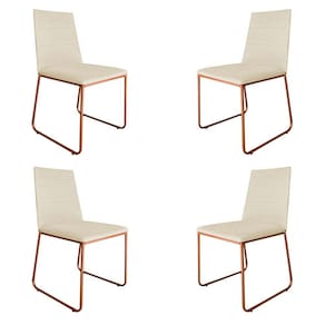 Kit 4 Cadeiras de Jantar Estofada Lille Base Bronze Veludo Bege - Montanaris Decor