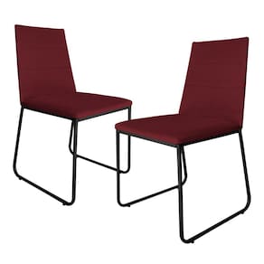 Kit 2 Cadeiras de Jantar Estofada Lille Base Preta Veludo Bordô - Montanaris Decor