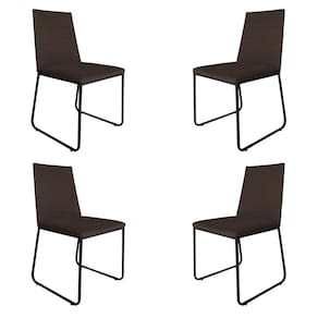 Kit 4 Cadeiras de Jantar Estofada Lille Base Preta Veludo Marrom - Montanaris Decor