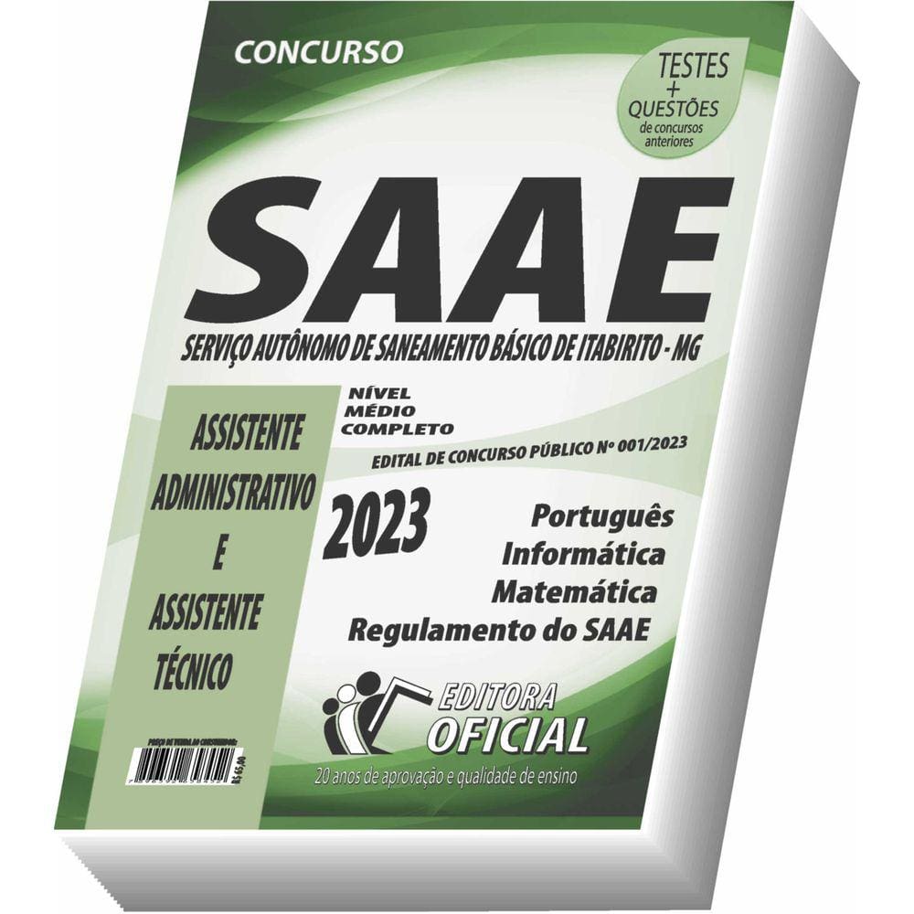 Apostila SAAE Itabirito - MG - Assistente Administrativo - Assistente Técnico