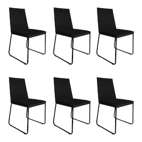 Kit 6 Cadeiras de Jantar Estofada Lille Base Preta Veludo Preto - Montanaris Decor