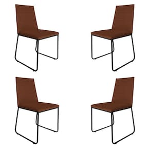 Kit 4 Cadeiras de Jantar Estofada Lille Base Preta Veludo Terracota - Montanaris Decor