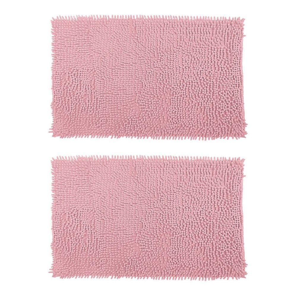 Kit 2 Tapetes De Banheiro Bolinha 38x58cm Antiderrapante Rozac Rosa