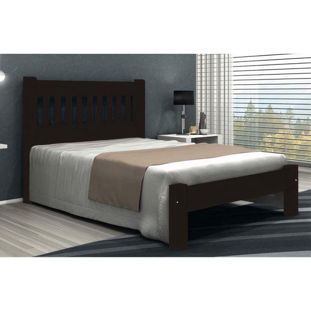 Cama de Casal Pérola de Madeira Maciça Angelim Pedra/Tauari
