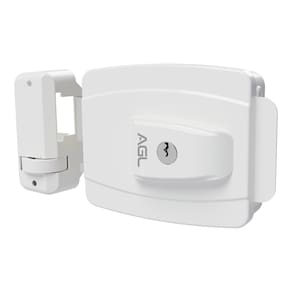 Fechadura AL100 42mm abert interna furação espec 12V branca AGL