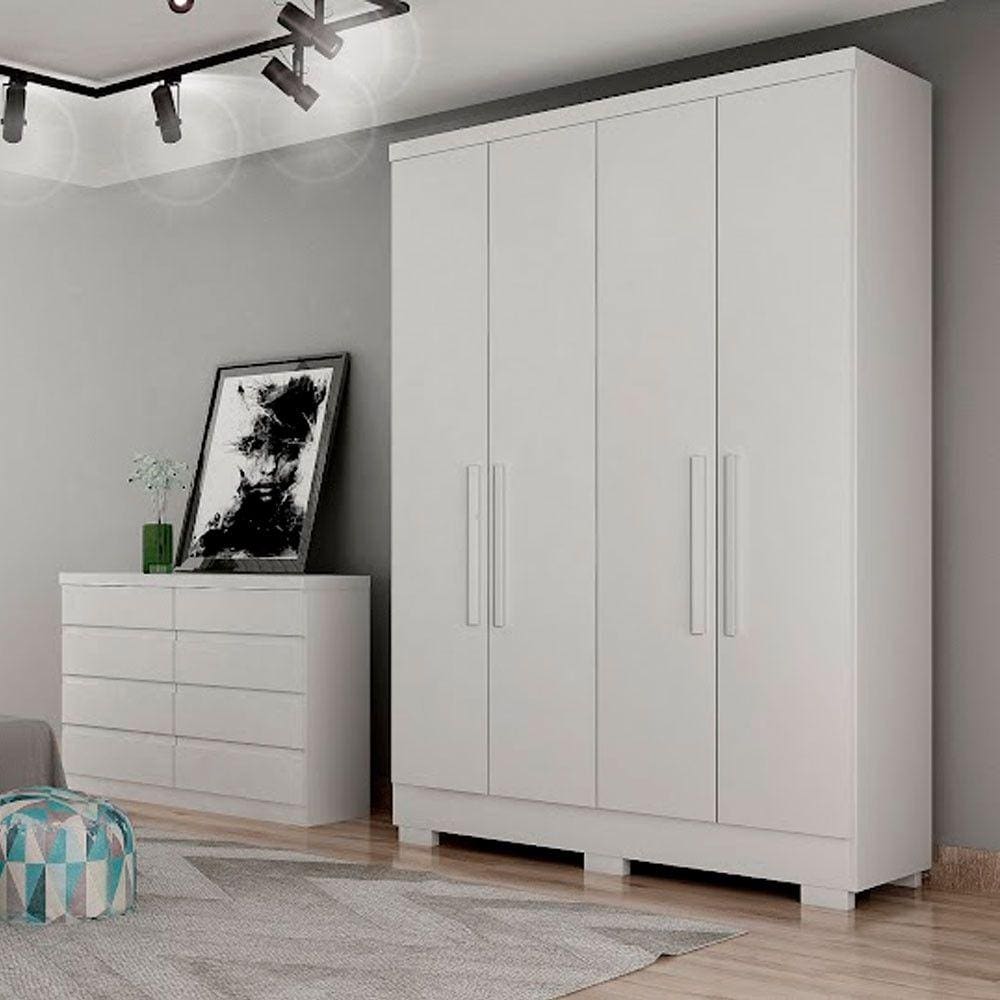 Guarda Roupa Quartzo 4 Portas 2 Gavetas com 6 Pés Clic Móveis