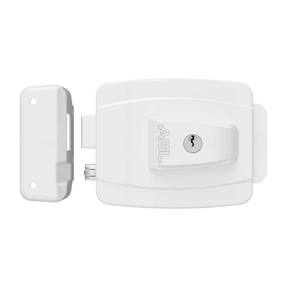Fechadura AL100R 42mm sem botão 12v branca furaç especia AGL