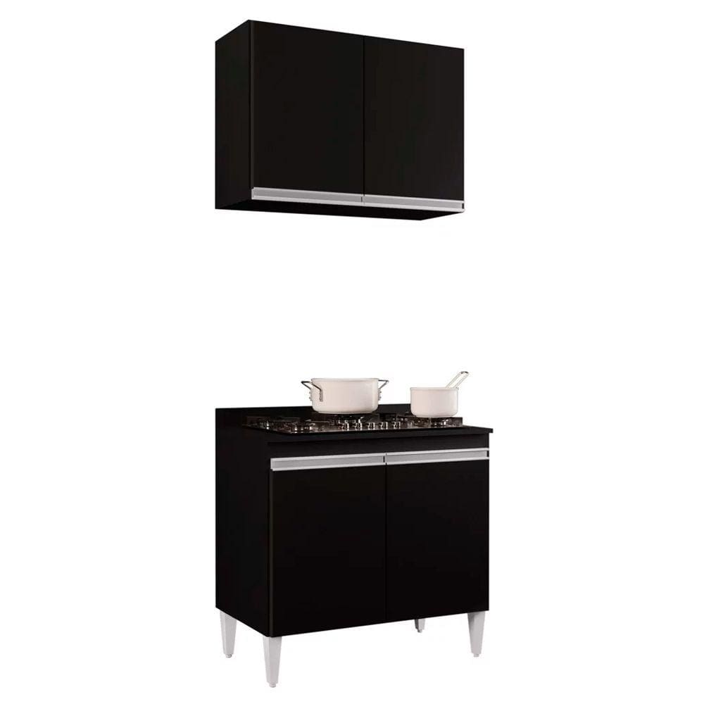 Kit Armário Aéreo e Balcão para Cooktop de Cozinha 02 Portas Diana 80 cm - D`Rossi