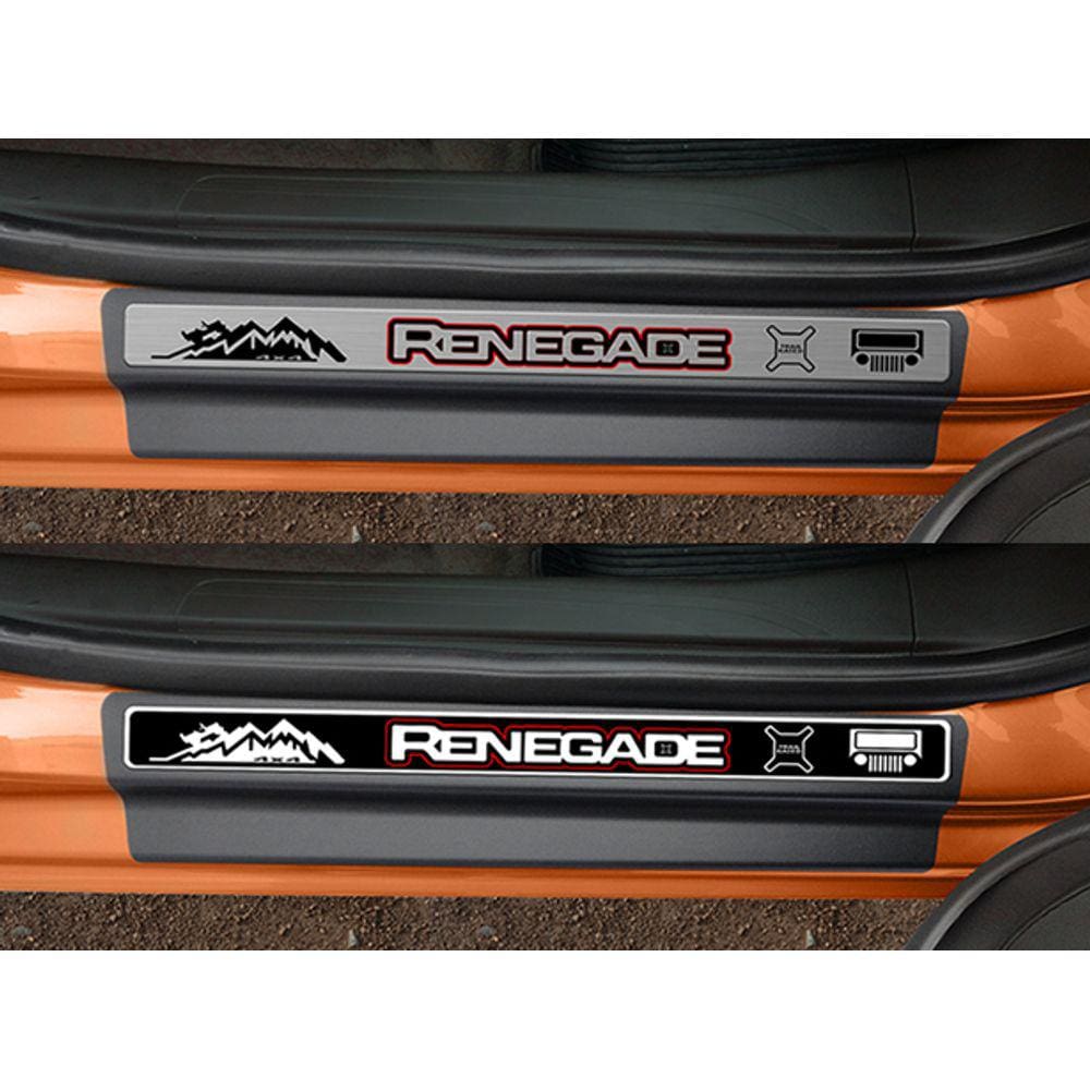 Jogo Soleira Premium Elegance Jeep Renegade 2015 2016 - 4 Portas ( Vinil + Resinada 8 Peças )