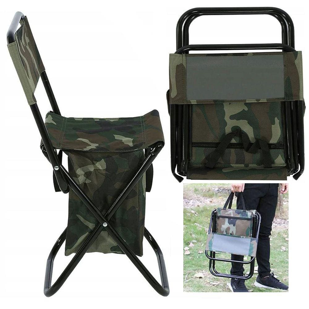 Cadeira Bolsa 2 Em 1 Camuflada Pesca Dobravel Camping Pescaria Fila Piquenique