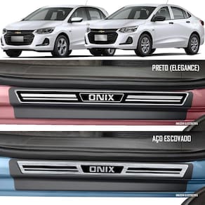 Jogo Soleira Premium Elegance Gm Onix e Onix Plus 2020 - 4 Portas ( Vinil + Resinada 8 Peças )