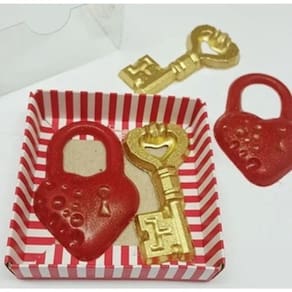 4 Forma Acetato P/chocolate Chave E Cadeado Coração 9751 Bwb