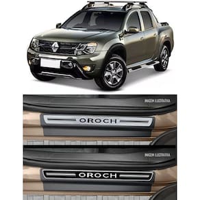 Jogo Soleira Premium Elegance Renault Oroch 2015 2016 2017 2018 - 4 Portas ( Vinil + Resinada 8 Peças )