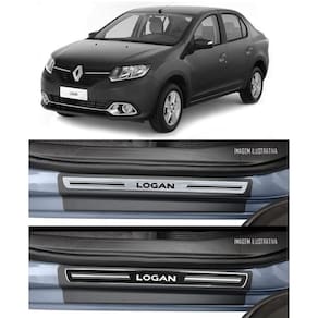Jogo Soleira Premium Elegance Renault Novo Logan 2014 2015 2016 2017 2018 - 4 Portas ( Vinil + Resinada 8 Peças )