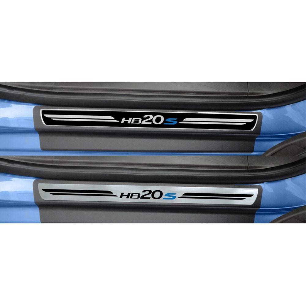 Jogo Soleira Premium Elegance Hyundai HB20S 2012 2013 2014 2015 2016 - 4 Portas ( Vinil + Resinada 8 Peças )