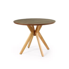 Mesa de Jantar Redonda 100cm Marci Premium em Madeira Maciça e MDF - Natural