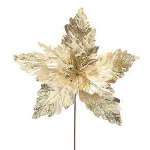 Poinsetia C/Glitter Ouro 30cm C/1Un 1014335