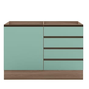 Balcão 1 Porta 4 Gavetas 120cm Flex sem Tampo para Pia Etina Carvalho Oak/Menta